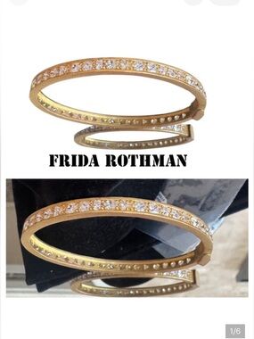 FRIDA ROTHMAN MIDNIGHT21 CRYSTAL BANGLE BRACELET